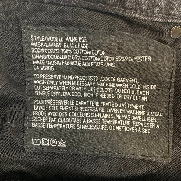 Alexander Wang black fade hidden button fly 003 100% cotton denim jeans - Picture 8 of 12
